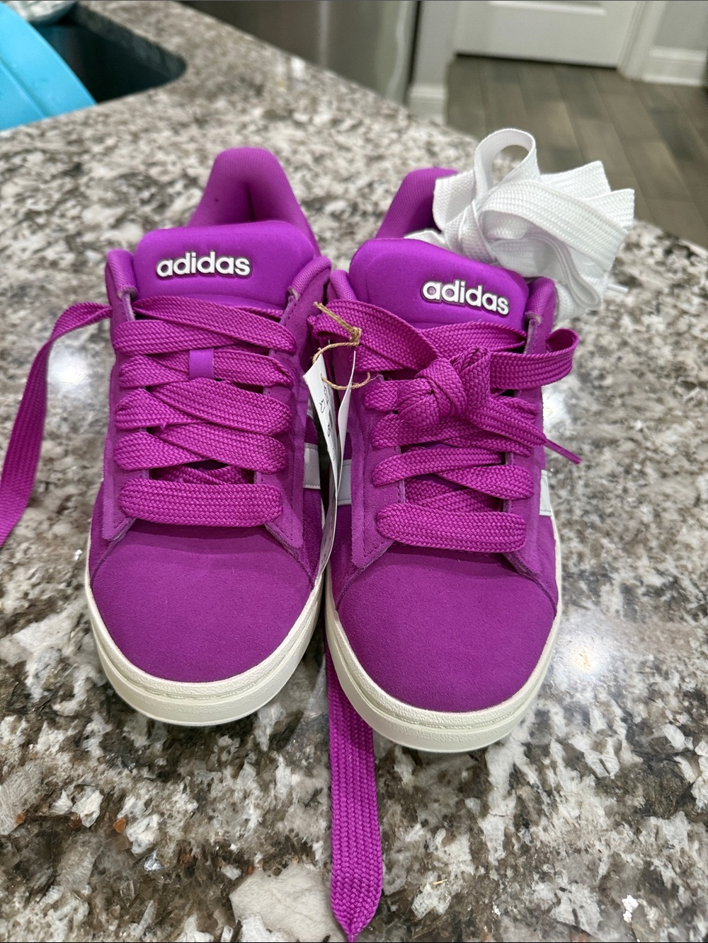adidas Kids Purple Low-Top Sneakers with White Accents